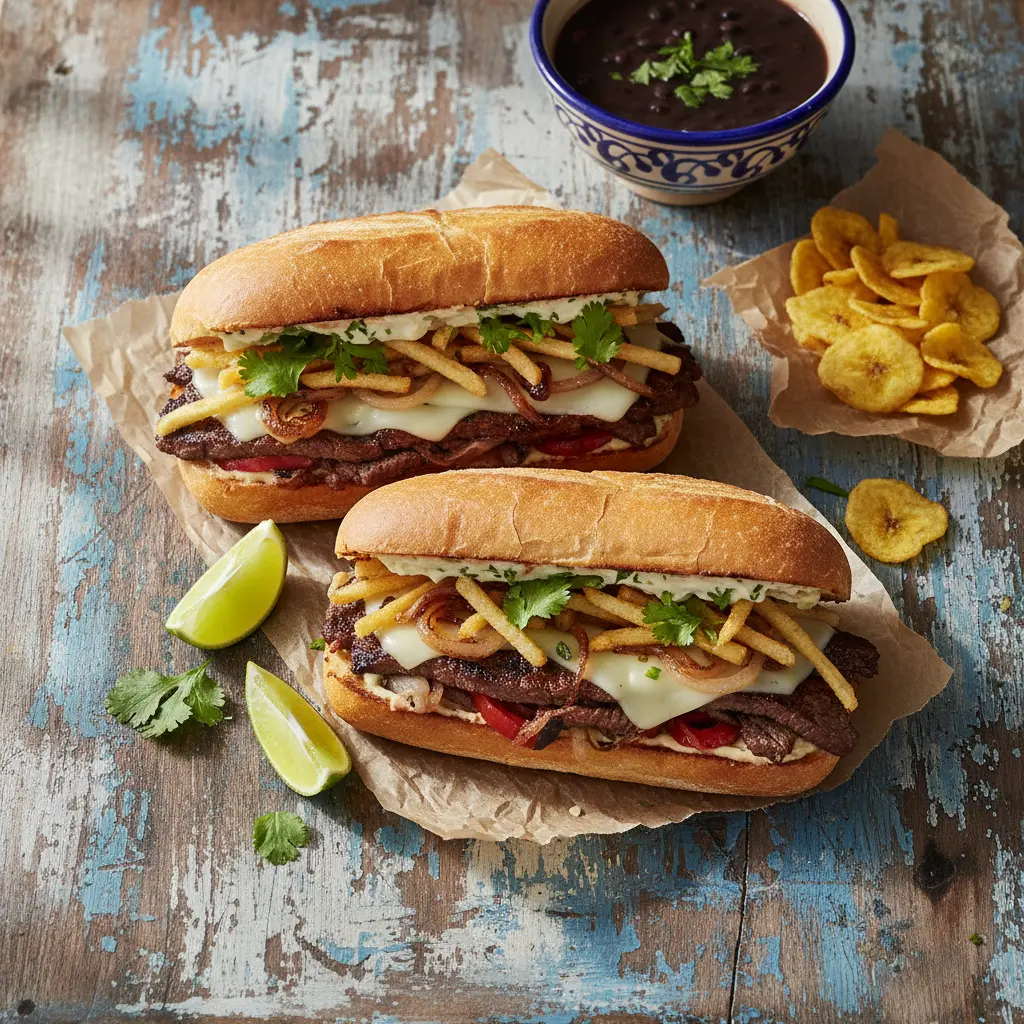 pan con bistec de res