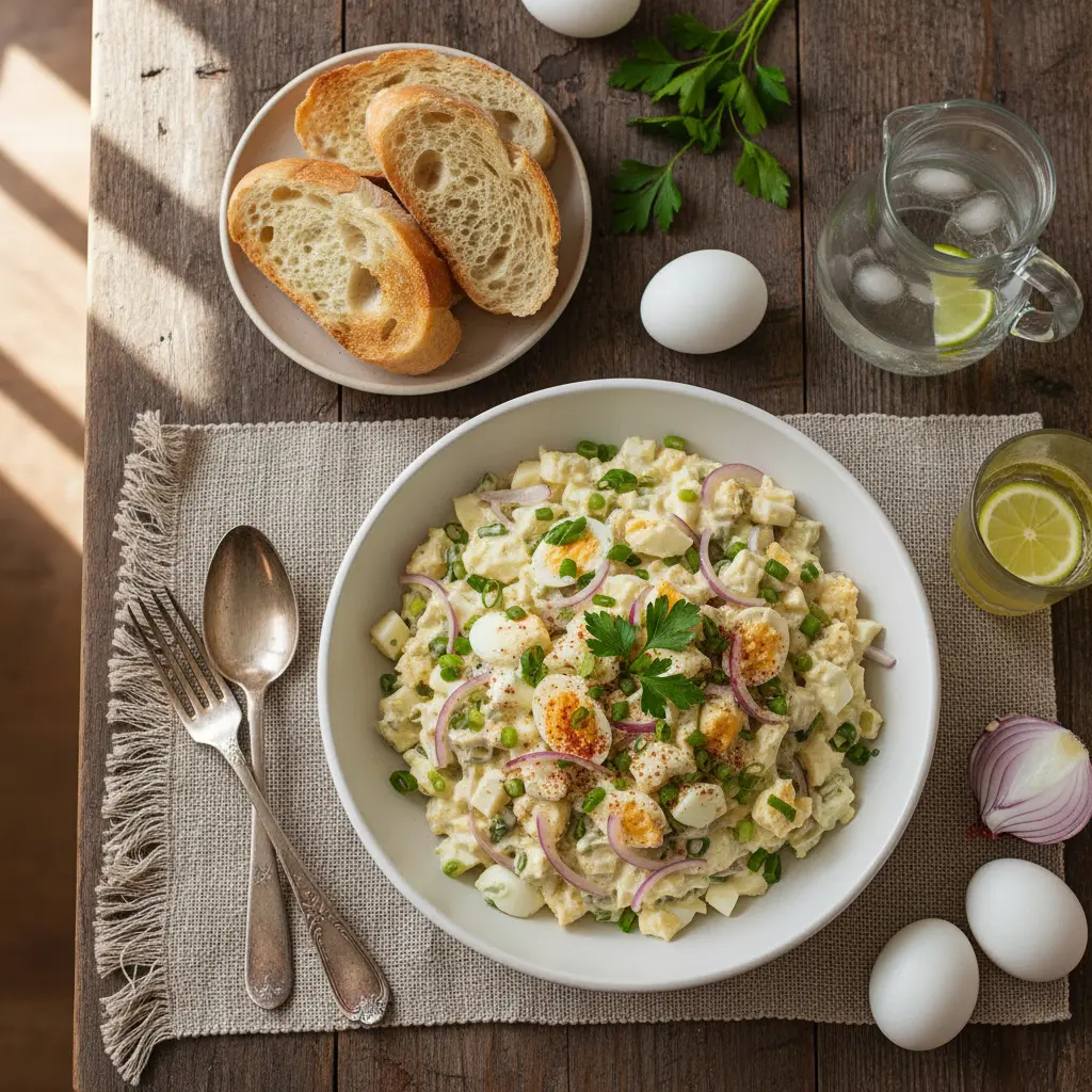 ensalada de huevos y cebolla