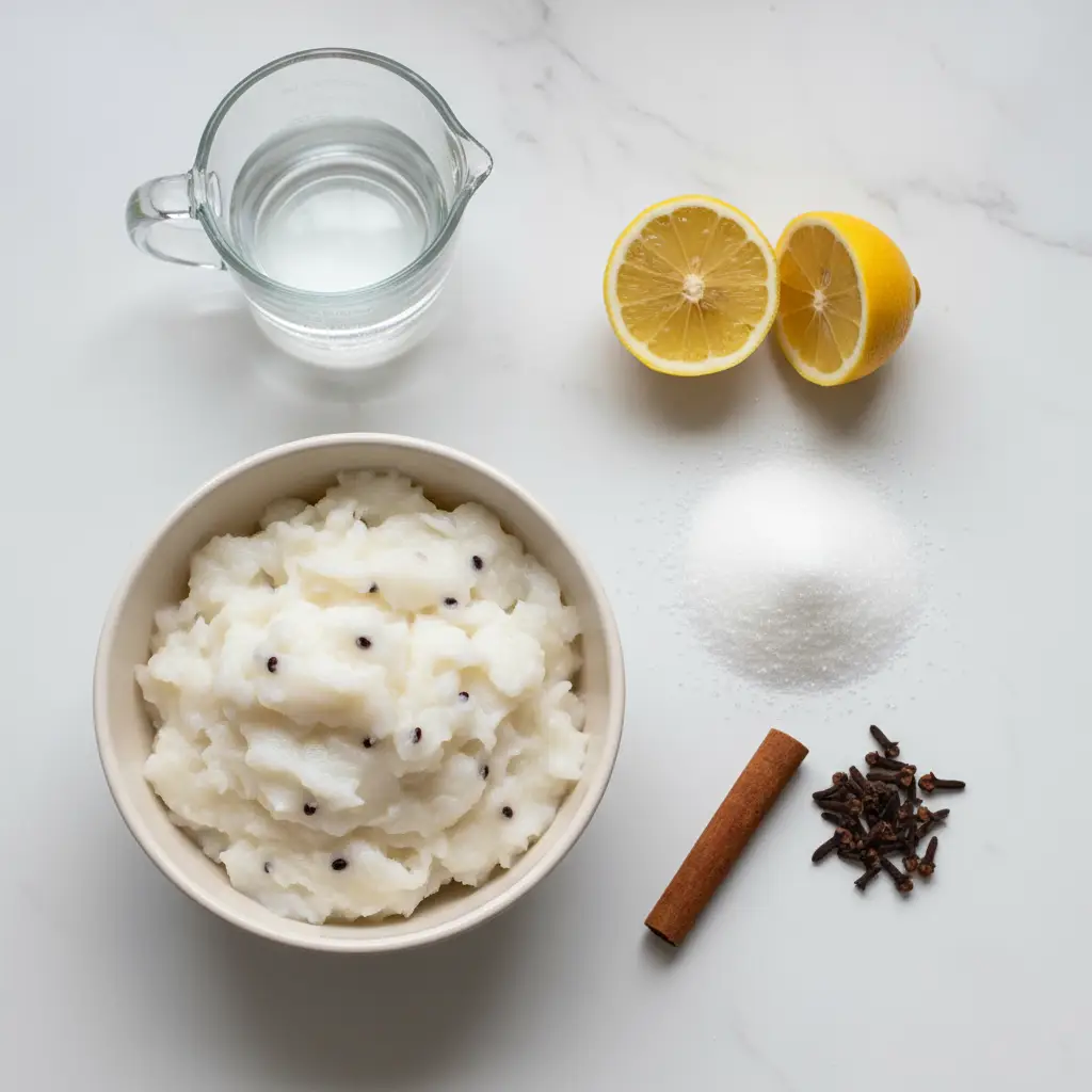 Ingredientes frescos para dulce de guanábana cubano