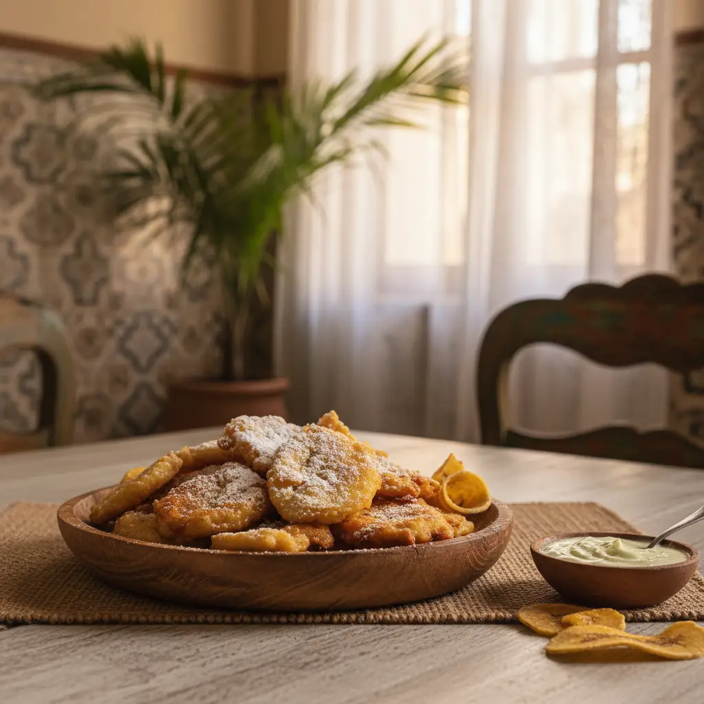 Frituras de plátano cubanas doradas y crujientes, un clásico de la cocina.