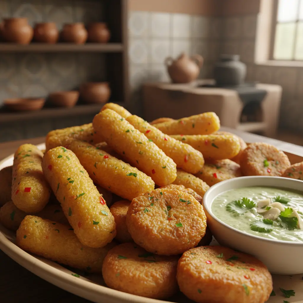 Frituras de yuca cubanas doradas y crujientes, servidas con mojo.