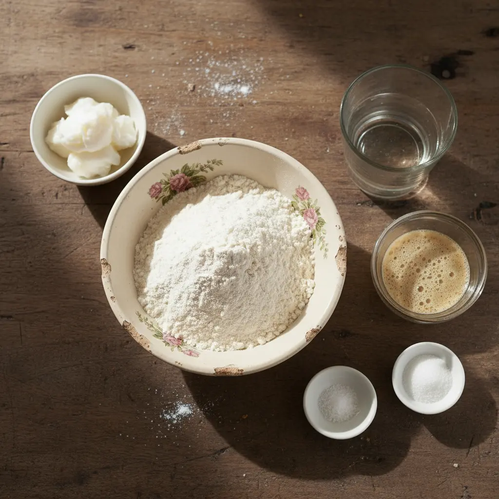 Ingredientes para Pan Cubano Ingredientes para pan cubano: harina, levadura, agua, sal, azúcar y manteca.