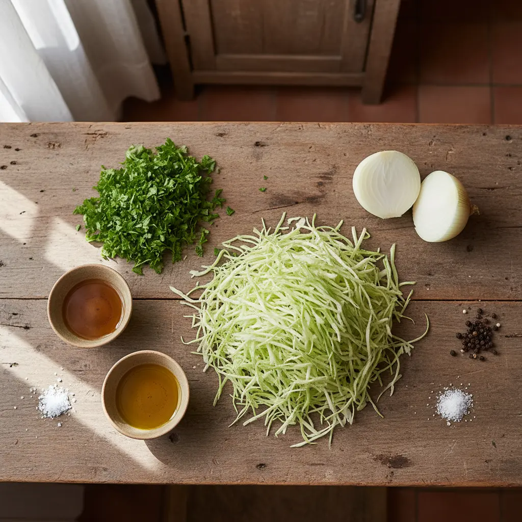 Ingredientes ensalada cubana: repollo, cebolla, perejil Ingredientes frescos para ensalada cubana: repollo, cebolla, perejil, vinagre, aceite, sal, pimienta.